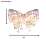 Glittering Butterfly Ceiling Lamp With Clear Crystal Mount Light - Perfect For Kindergarten