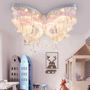 Glittering Butterfly Ceiling Lamp With Clear Crystal Mount Light - Perfect For Kindergarten White /