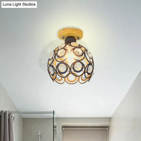 Global Metal Lampshade Nordic Flush Mount Lighting In Pink/Green/Gray For Foyer
