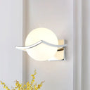 Globe Bedroom Wall Sconce Light - Matte White Glass Minimalist Mount Lamp In Chrome Box
