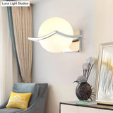 Globe Bedroom Wall Sconce Light - Matte White Glass Minimalist Mount Lamp In Chrome Box