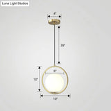 Globe Milky Glass 1-Bulb Pendant Light With Brass Loop – Modern Dining Room Suspension Lamp