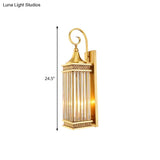 Gold 3-Bulb Rectangle Sconce For Bedroom Wall Lighting