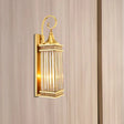 Gold 3-Bulb Rectangle Sconce For Bedroom Wall Lighting