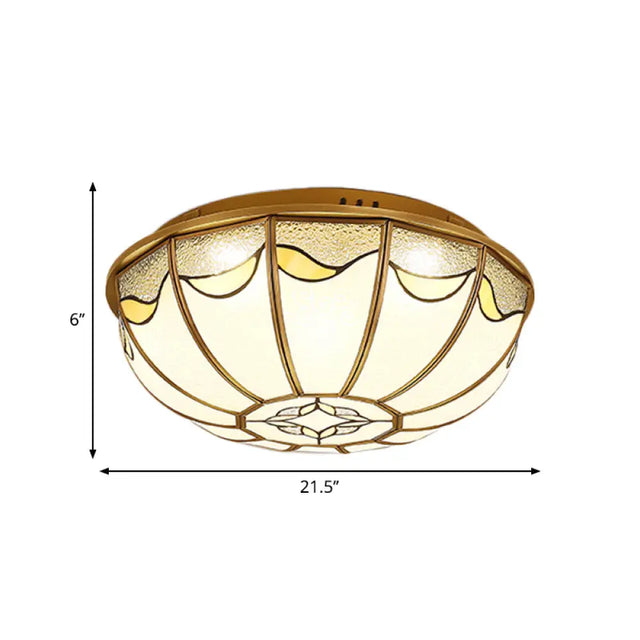 Gold 4/5 Lights Ceiling Mount Antique Opal Glass Flush Light Fixture 18/21.5 W For Bedroom With