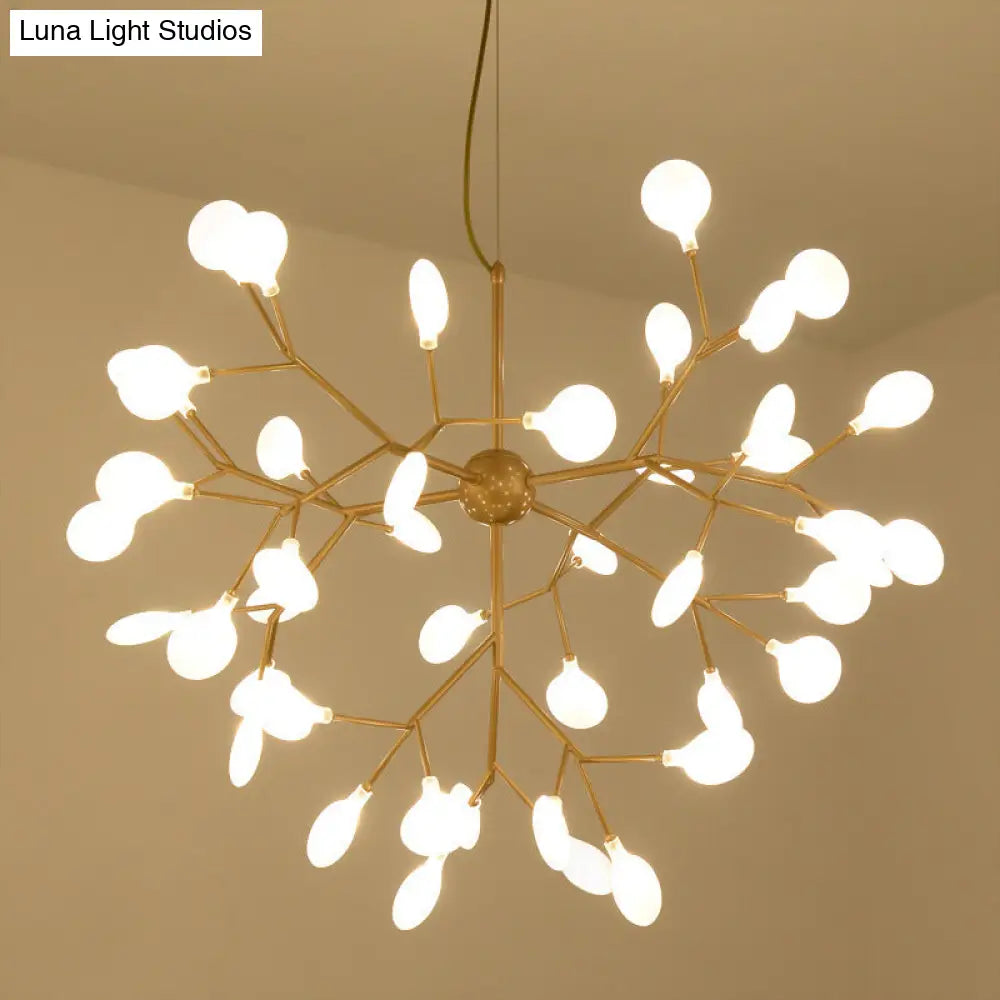 Gold Acrylic Firefly Led Chandelier: Modern Style Kitchen Suspension Lamp