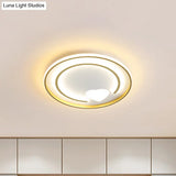 Gold Acrylic Flush Mount Light With Circle And Heart Modernist Design