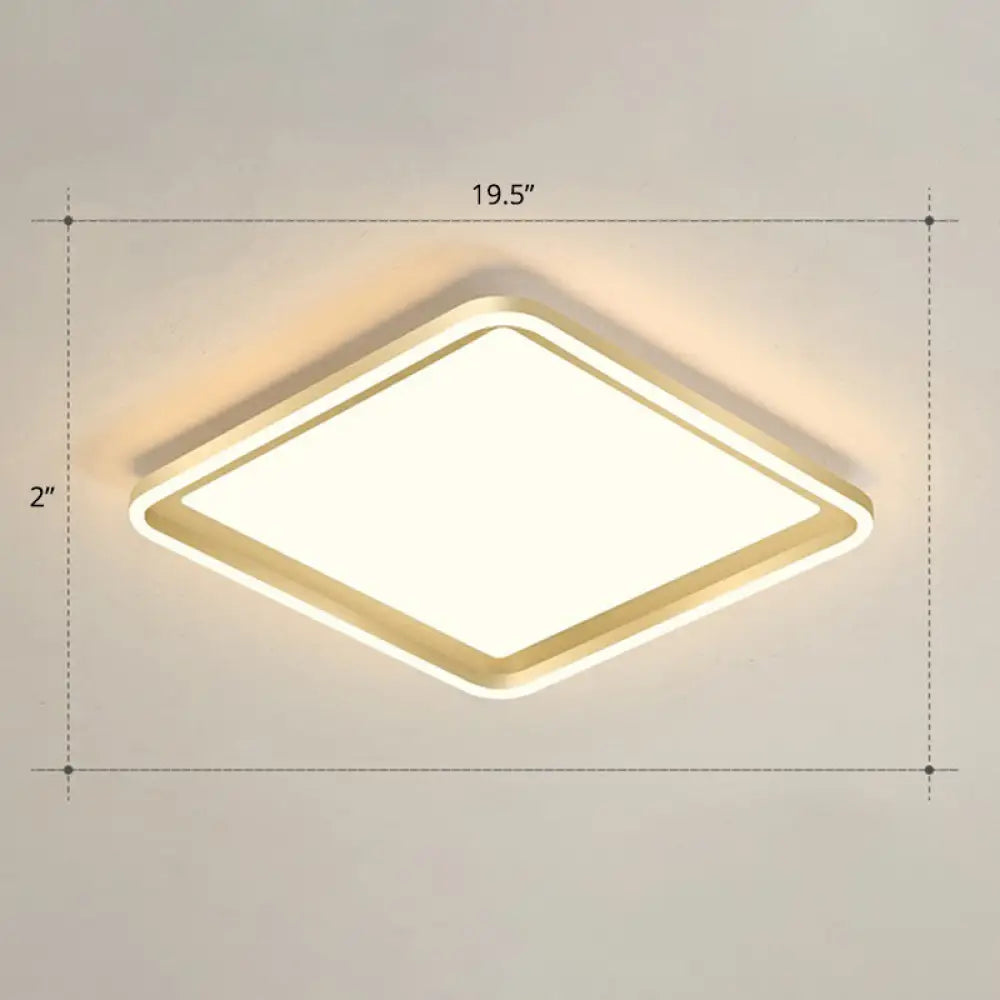 Gold Acrylic Led Flush Mount Ceiling Light For Minimalistic Rectangle Sitting Room / 19.5’ Warm