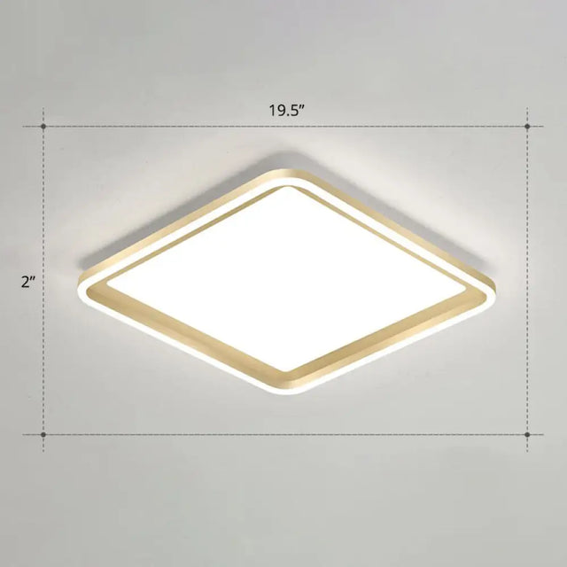 Gold Acrylic Led Flush Mount Ceiling Light For Minimalistic Rectangle Sitting Room / 19.5’ White