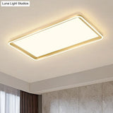 Gold Acrylic Led Flush Mount Ceiling Light For Minimalistic Rectangle Sitting Room