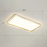 Gold Acrylic Led Flush Mount Ceiling Light For Minimalistic Rectangle Sitting Room / 35.5’ Remote