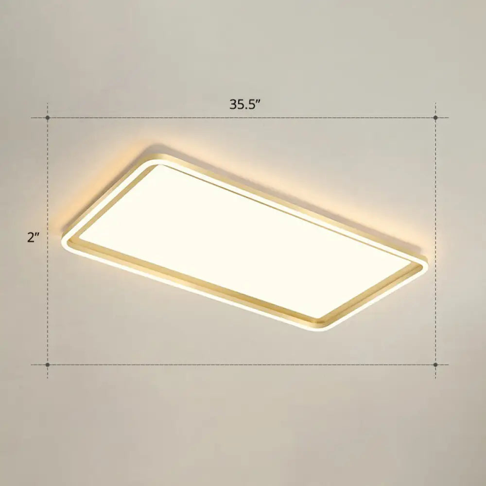 Gold Acrylic Led Flush Mount Ceiling Light For Minimalistic Rectangle Sitting Room / 35.5’ Warm