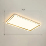 Gold Acrylic Led Flush Mount Ceiling Light For Minimalistic Rectangle Sitting Room / 35.5’ Warm
