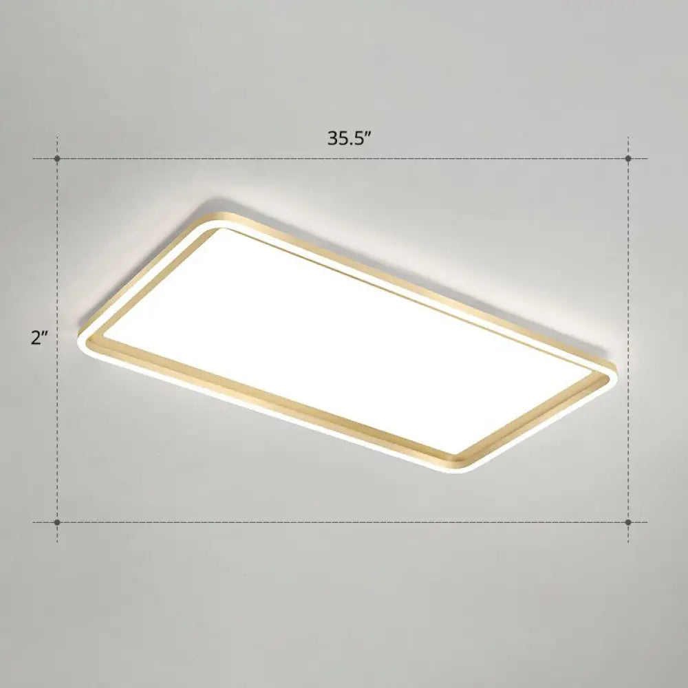 Gold Acrylic Led Flush Mount Ceiling Light For Minimalistic Rectangle Sitting Room / 35.5’ White