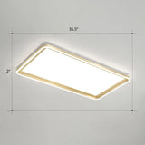Gold Acrylic Led Flush Mount Ceiling Light For Minimalistic Rectangle Sitting Room / 35.5’ White