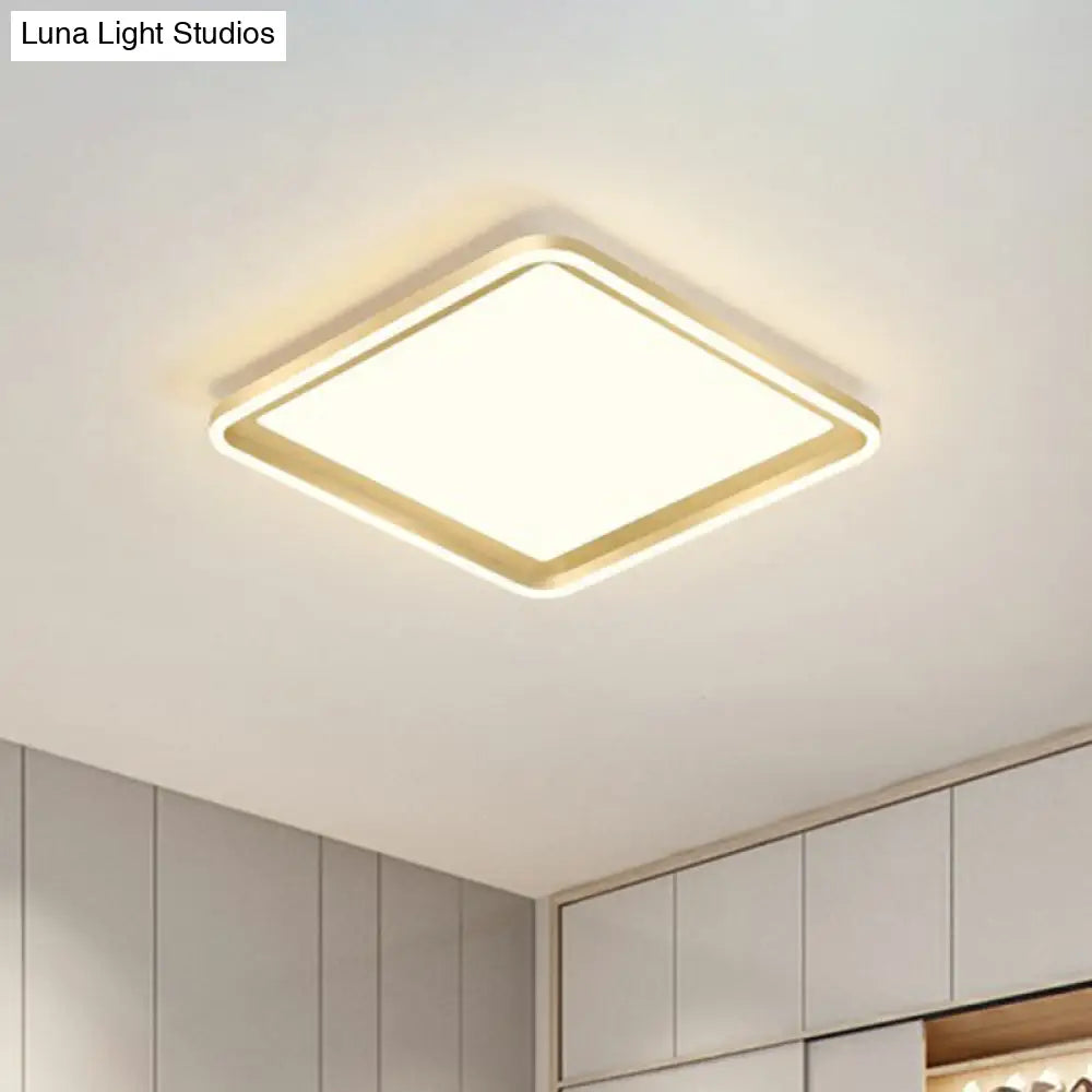 Gold Acrylic Led Flush Mount Ceiling Light For Minimalistic Rectangle Sitting Room