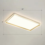 Gold Acrylic Led Flush Mount Ceiling Light For Minimalistic Rectangle Sitting Room / 43’ Remote
