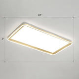 Gold Acrylic Led Flush Mount Ceiling Light For Minimalistic Rectangle Sitting Room / 43’ White
