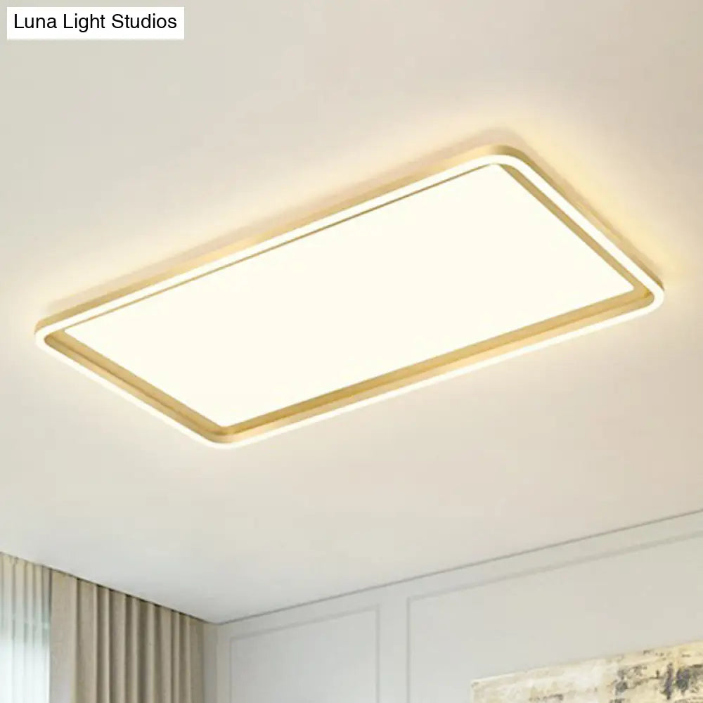 Gold Acrylic Led Flush Mount Ceiling Light For Minimalistic Rectangle Sitting Room