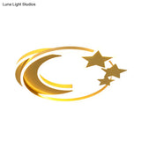 Gold Acrylic Led Flush Mount Ceiling Light With Moon And Star Design For Modern Bedrooms