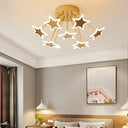 Gold Acrylic Starry Led Semi-Flush Mount Ceiling Light For Amusement Park Romance 9 / White