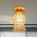 Gold Beveled Crystal Floral Flush Mount Balcony Ceiling Lighting Fixture