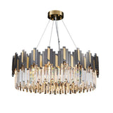 Gold-Black Crystal Chandelier Pendant Light For Living Room - Elegant Simplicity / 23.5’’