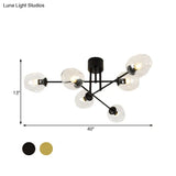 Gold/Black Semi Flush Mount Lighting For Living Room With Clear Bubble Glass Shades (3/6/8 Lights)
