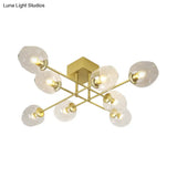 Gold/Black Semi Flush Mount Lighting For Living Room With Clear Bubble Glass Shades (3/6/8 Lights)
