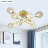 Gold/Black Semi Flush Mount Lighting For Living Room With Clear Bubble Glass Shades (3/6/8 Lights)