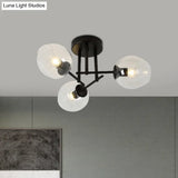 Gold/Black Semi Flush Mount Lighting For Living Room With Clear Bubble Glass Shades (3/6/8 Lights)