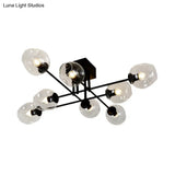 Gold/Black Semi Flush Mount Lighting For Living Room With Clear Bubble Glass Shades (3/6/8 Lights)