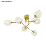 Gold/Black Semi Flush Mount Lighting For Living Room With Clear Bubble Glass Shades (3/6/8 Lights)