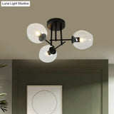 Gold/Black Semi Flush Mount Lighting For Living Room With Clear Bubble Glass Shades (3/6/8 Lights)