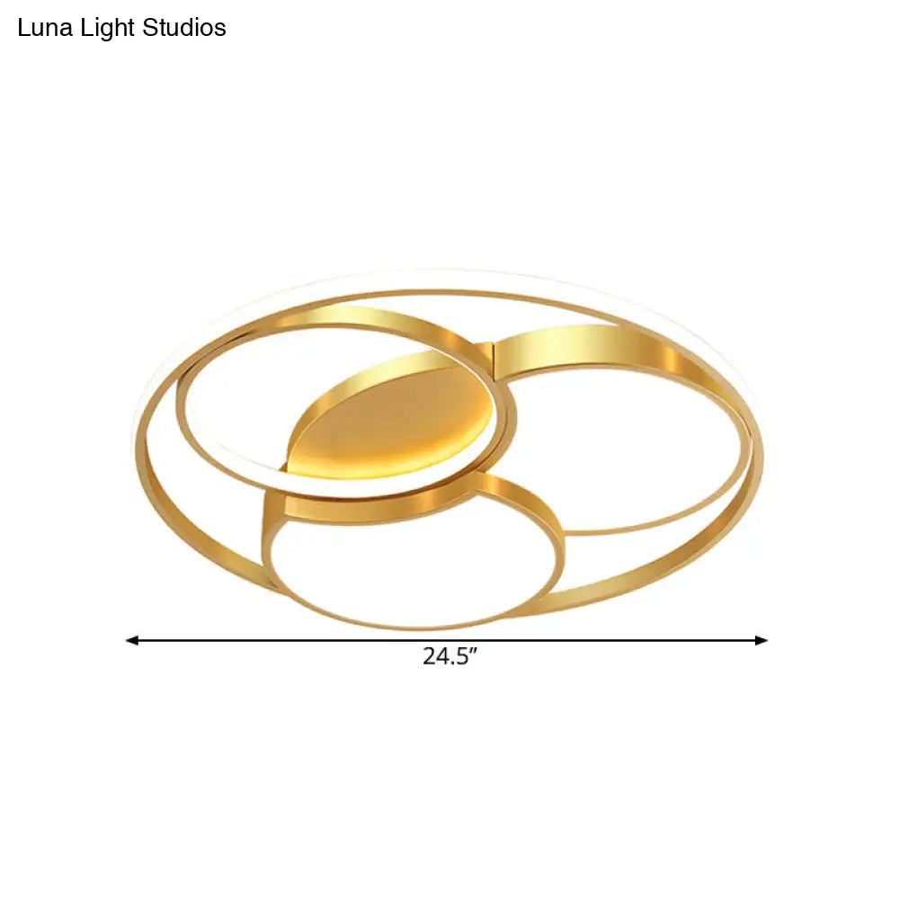 Gold Blossom Led Flush Mount Light Fixture - Modernist Metal Lighting Various Width Options