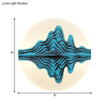 Gold/Blue Chinese Style Led Acrylic Wall-Mounted Lamp With Rounded Mountain Mural For Bedrooms