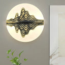 Gold/Blue Chinese Style Led Acrylic Wall-Mounted Lamp With Rounded Mountain Mural For Bedrooms Gold