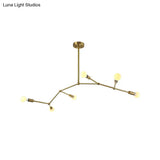 Gold Branch Chandelier: 6-Light Post Modern Pendant Light Fixture In Metal