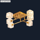 Gold Branching Crystal Ceiling Light - Postmodern Semi - Mount For Bedroom (4/6 - Head)