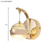 Gold Bubble Crystal Globe Wall Lamp - Minimalist Led Sconce Light Fixture For Bedroom