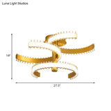 Gold C-Shape Led Ceiling Lamp With Semi-Flush Mount - 2/3 Tiers Acrylic White/Warm Light