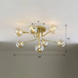 Gold Ceiling Semi-Flush Mount Light For Living Room With Ball Glass Design 7 / Amber
