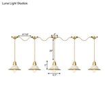 Gold Ceramics Suspension Lamp - Traditional Scalloped Multi-Hanging Light With Series Connection