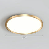 Gold Circle Bedroom Ceiling Flush Mount Led Light With Acrylic Simplicity / 19.5’ White