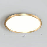Gold Circle Bedroom Ceiling Flush Mount Led Light With Acrylic Simplicity / 23.5’ White