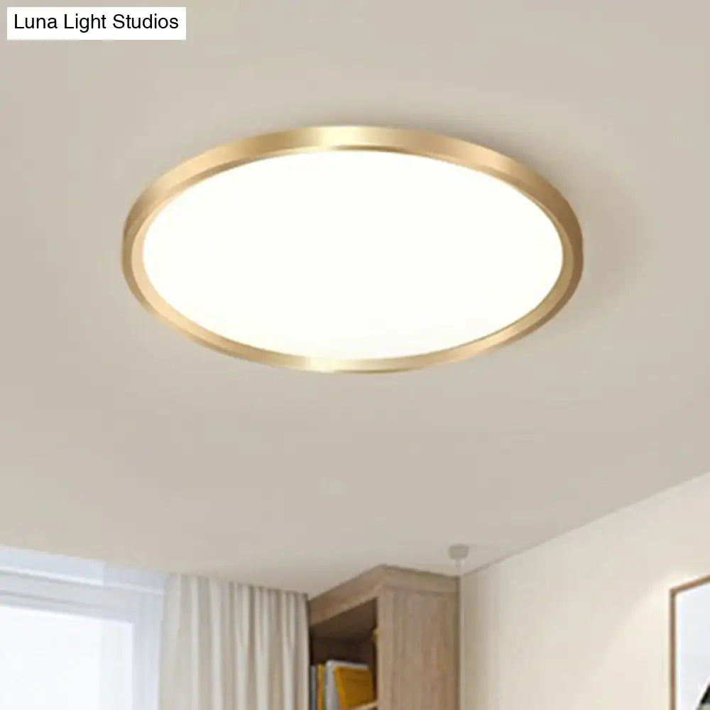 Gold Circle Bedroom Ceiling Flush Mount Led Light With Acrylic Simplicity