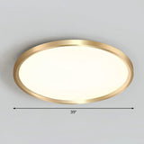 Gold Circle Bedroom Ceiling Flush Mount Led Light With Acrylic Simplicity / 39’ Remote Control