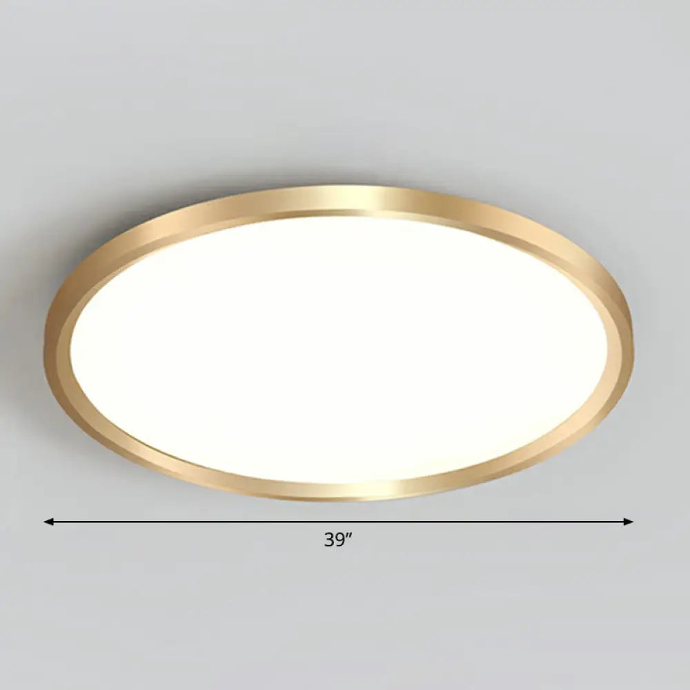 Gold Circle Bedroom Ceiling Flush Mount Led Light With Acrylic Simplicity / 39’ White