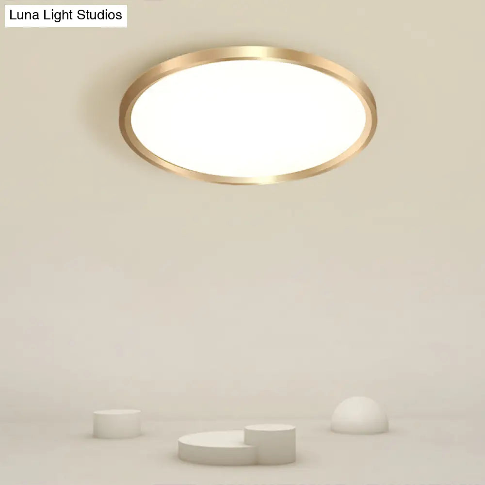 Gold Circle Bedroom Ceiling Flush Mount Led Light With Acrylic Simplicity