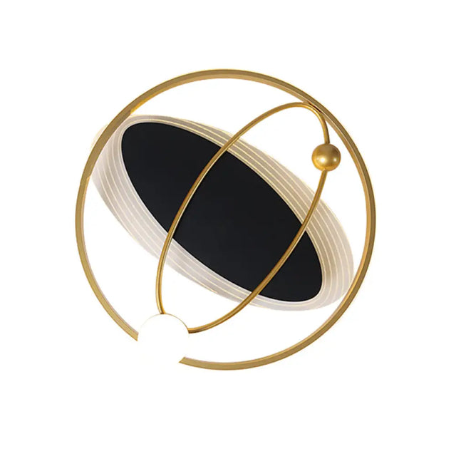 Gold Circle Led Flush Mount Ceiling Lamp With Inner Oval Design - Simplicity Collection